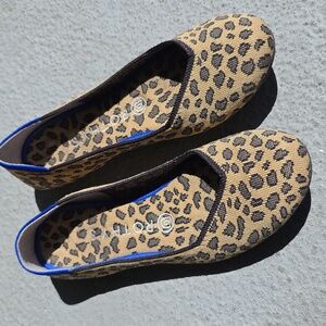 ROTHYS Leopard Print Ballet Flats with Blue Trim - Women SIZE 8